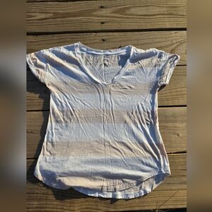 H&M White and Cream Striped Short Sleeve Tee